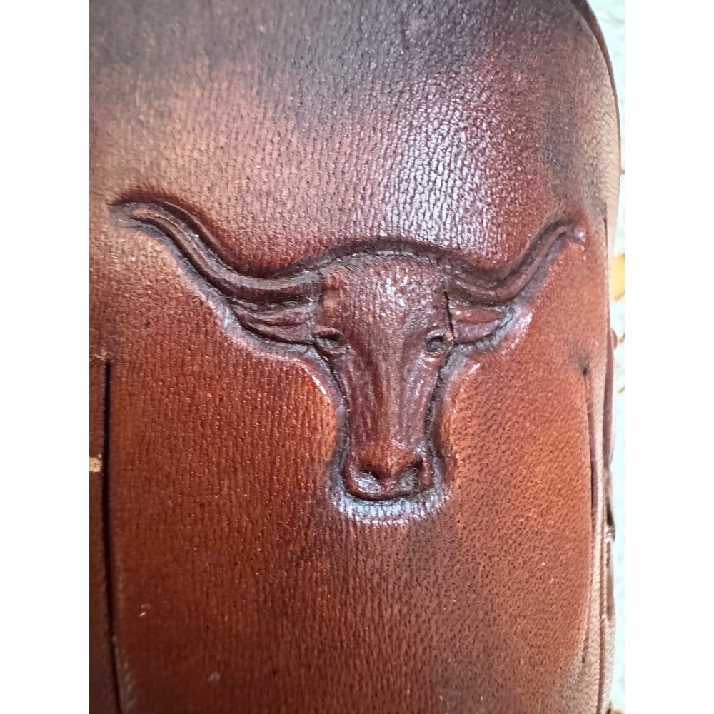 Vintage Libbey Bamco Western Longhorn Hand-tooled Leather Sleeves - set of 2 - Picture 8 of 8